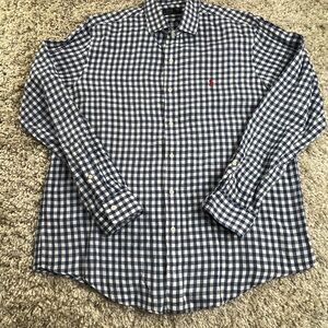 Polo by Ralph Lauren Linen Men's Blue Checkered Shirt NWOT
